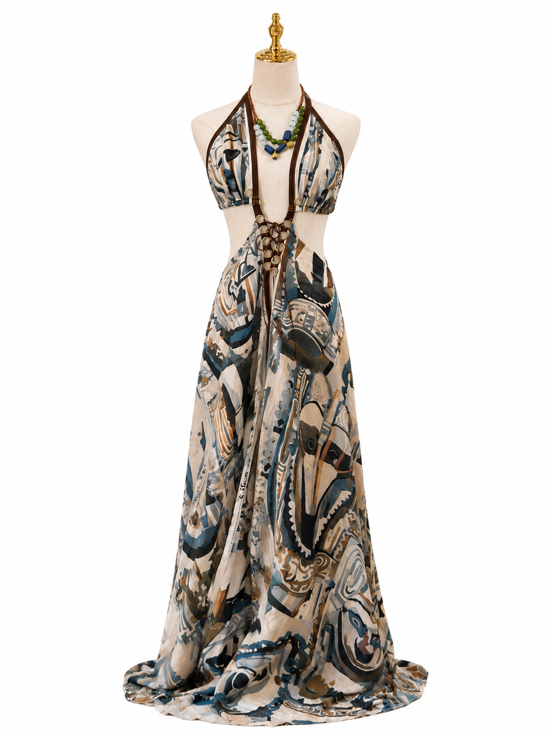 Ghanaian Mosaic Halter Maxi Dress