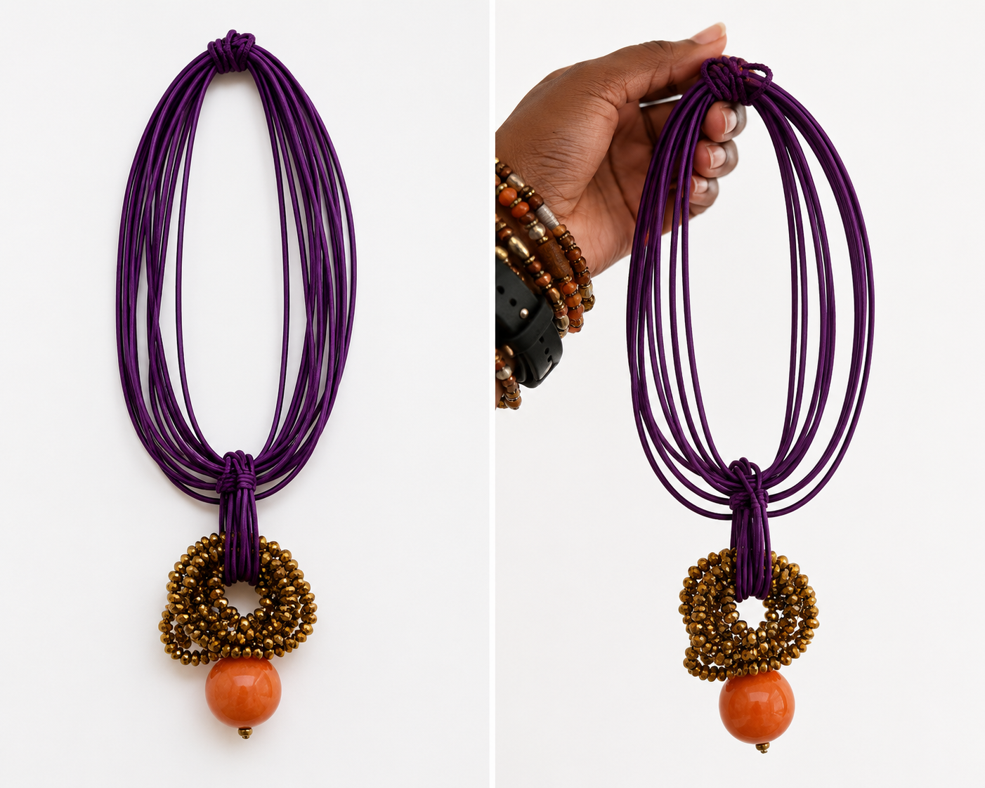 Purple Multi-Strand Pendant Necklace