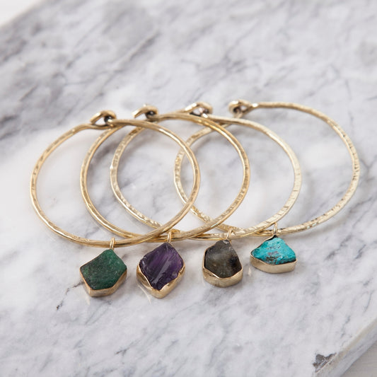 Rough Cut Textured Bangle Bracelet Labradordite