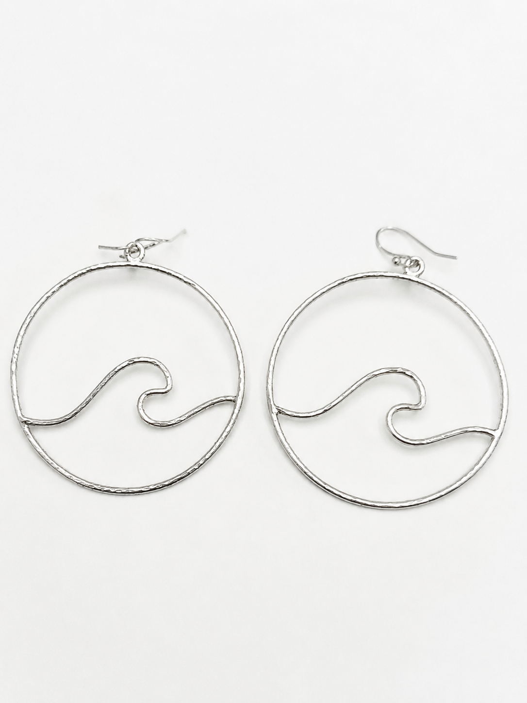 Large Silver Waves Hoop Earrings