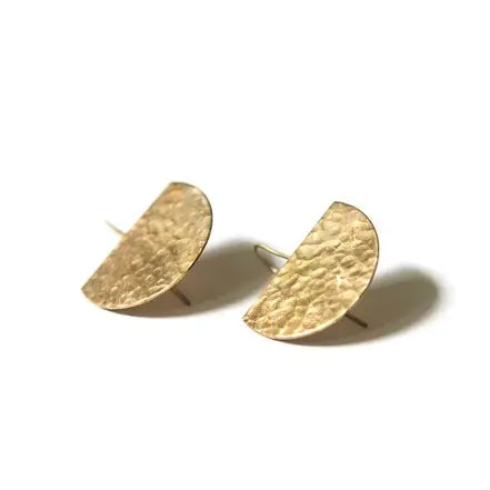 Luna Hammered Brass Earrings
