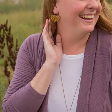 Luna Hammered Brass Earrings