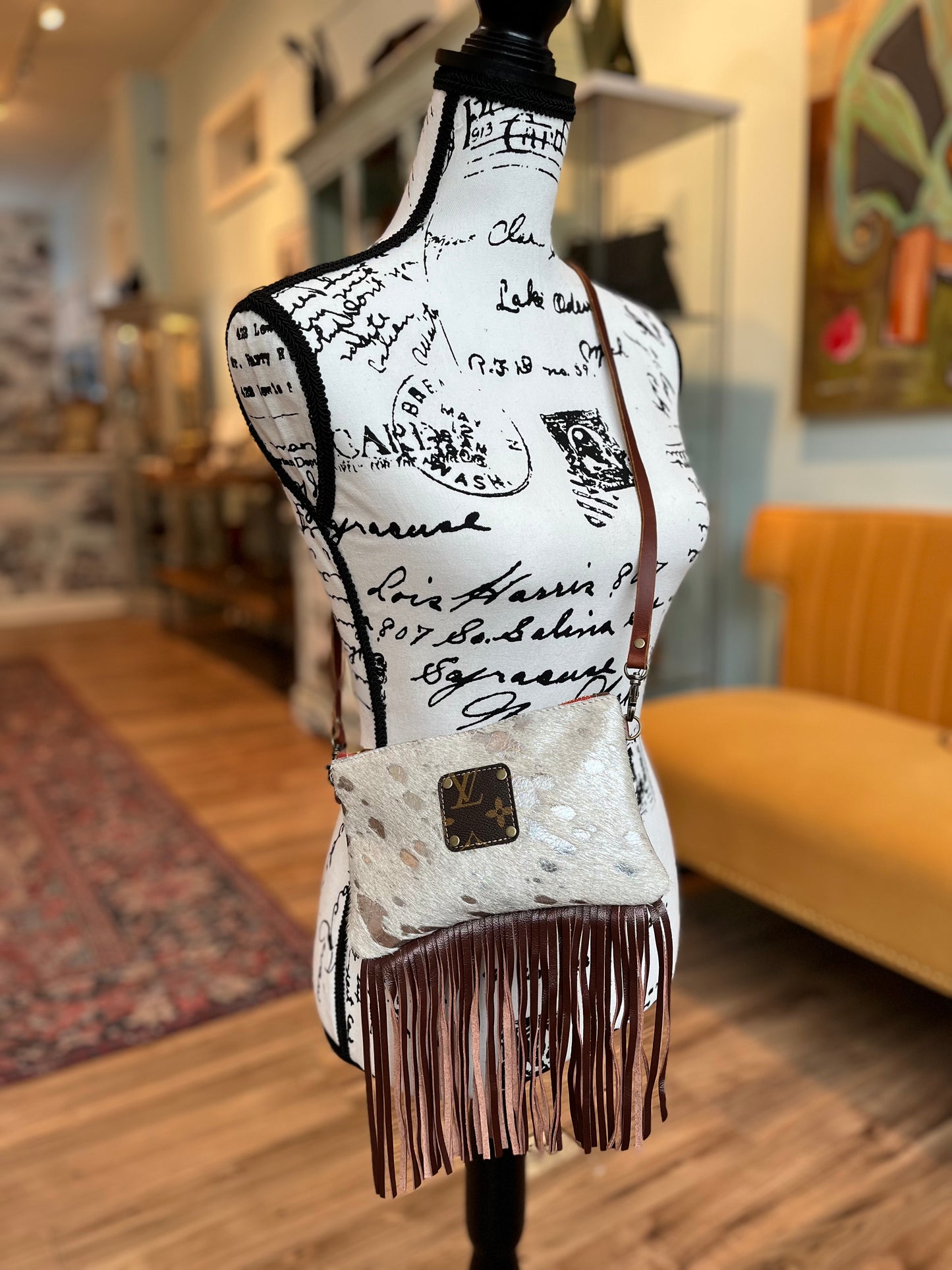 Boho Cowgirl Fringe White Metallic Upcycle Designer