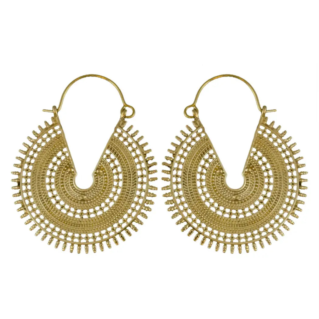 Tulle Brass Hoop Earrings
