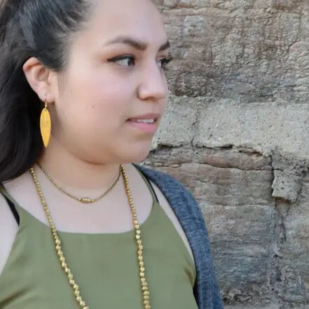 Leaf Recycled Brass Dangle Earrings