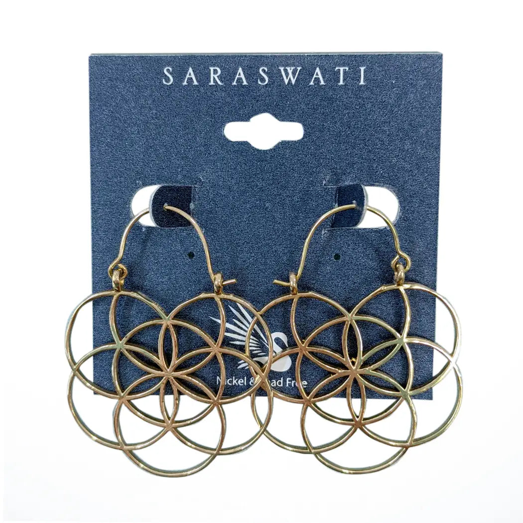 Flower of Life Brass Earrings