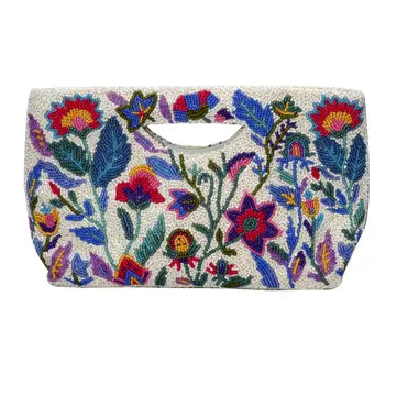 White Floral Beaded Purse
