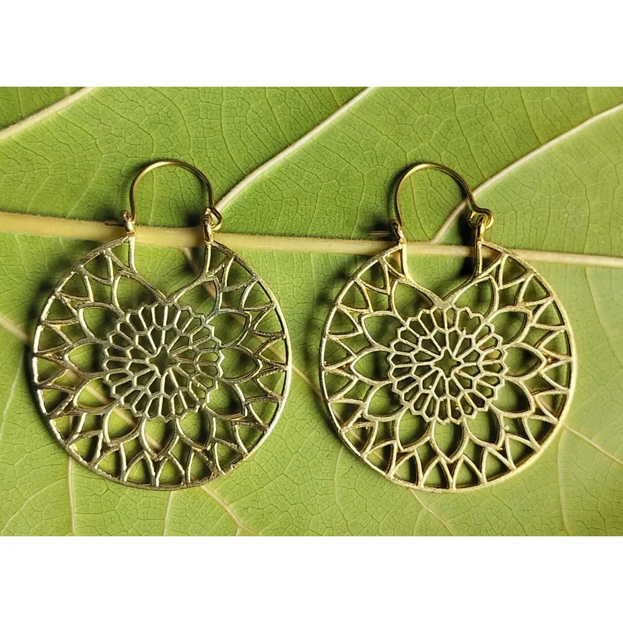 Mandala Brass Hoop Earrings