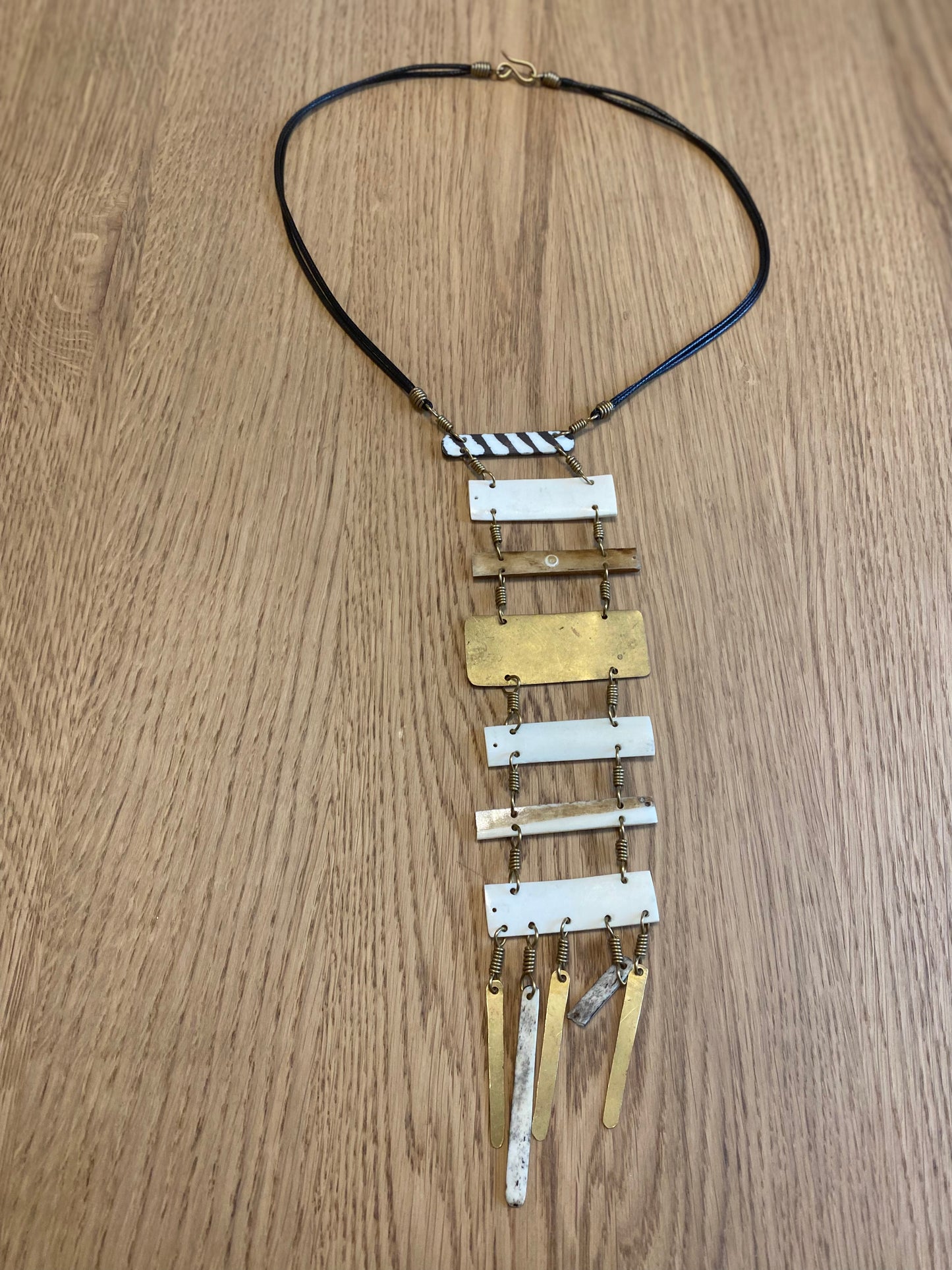 Mwangi Batik Ladder Brass Necklace