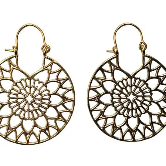 Mandala Brass Hoop Earrings