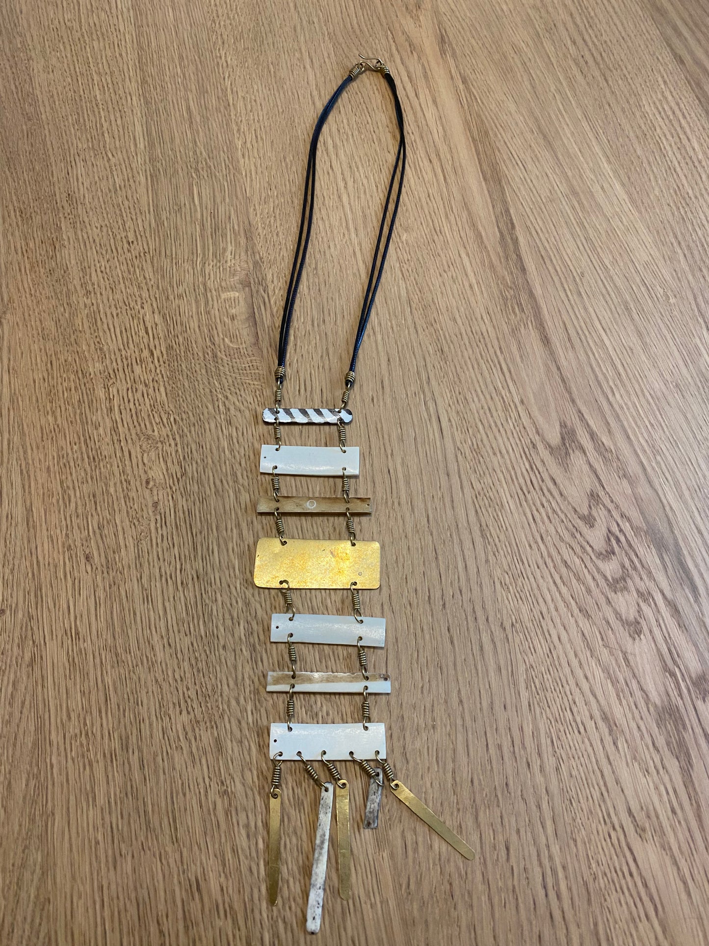 Mwangi Batik Ladder Brass Necklace