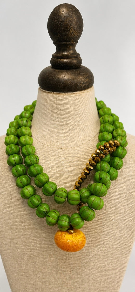 Green Beaded Statement Necklace