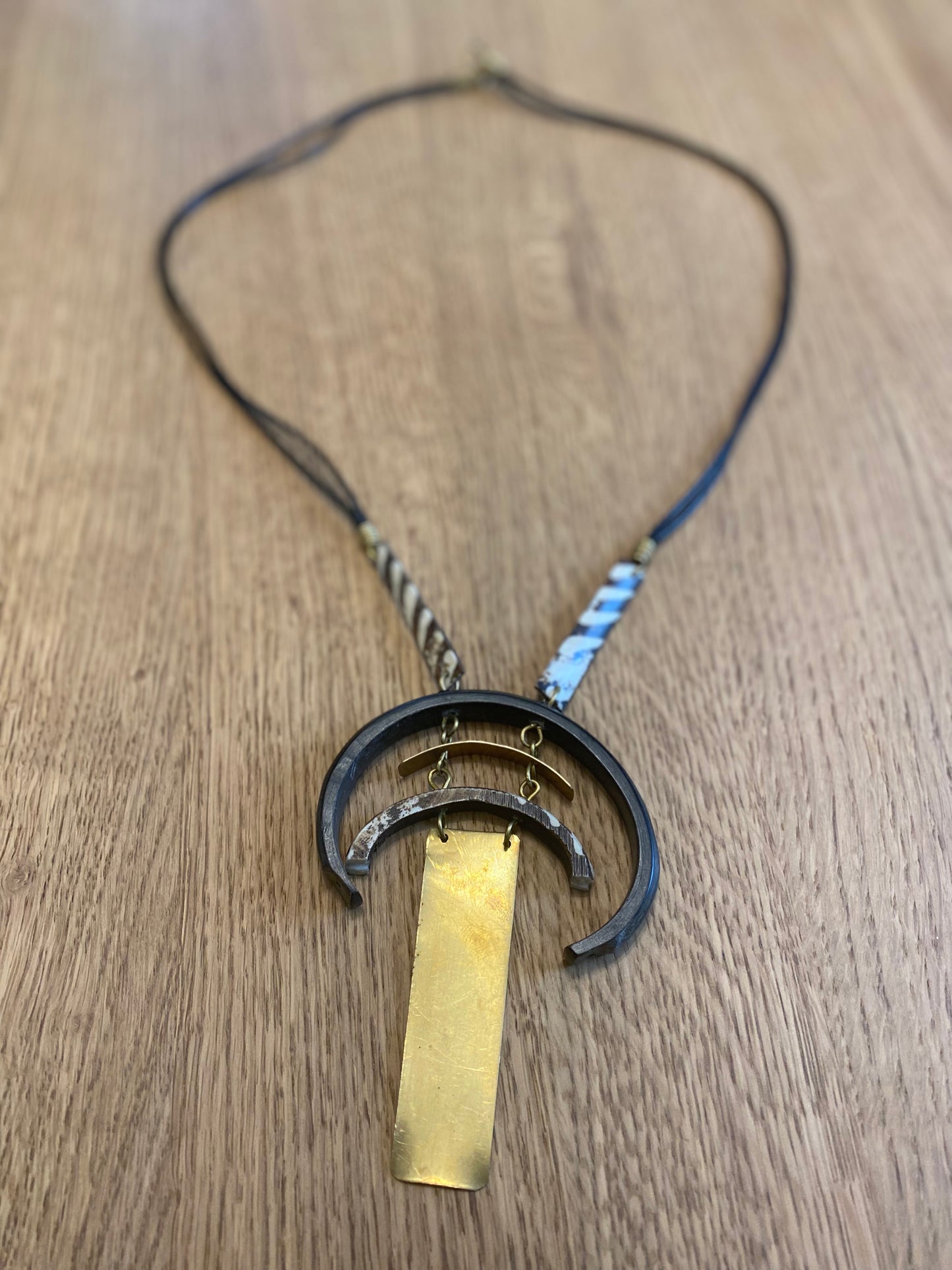 Mwangi Batik & Brass Horizon Necklace