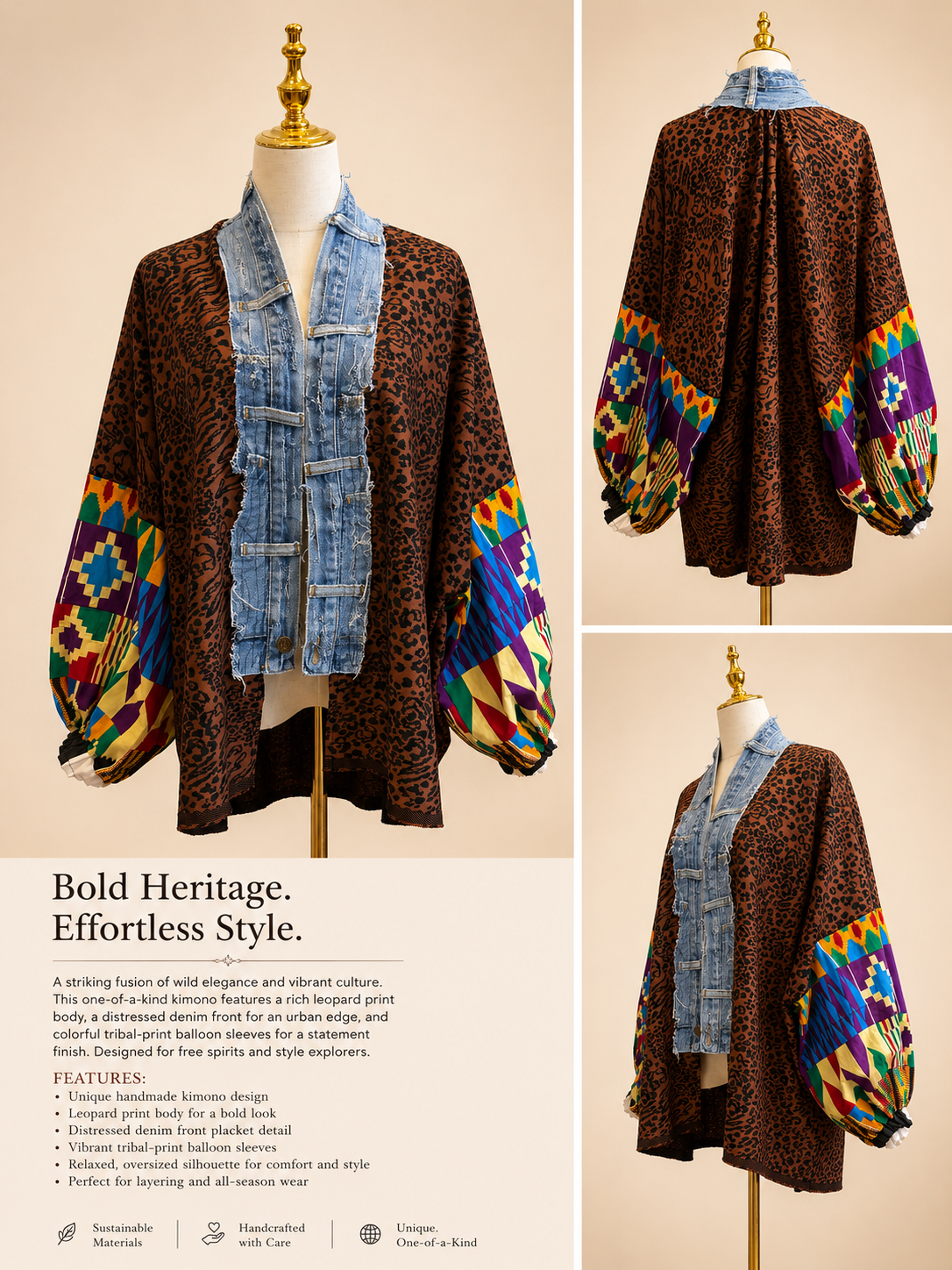 Wild Spirit Heritage Handmade Sweater Kimono