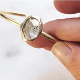 Herkimer Diamond Nugget Gold Filled Handmade Cuff