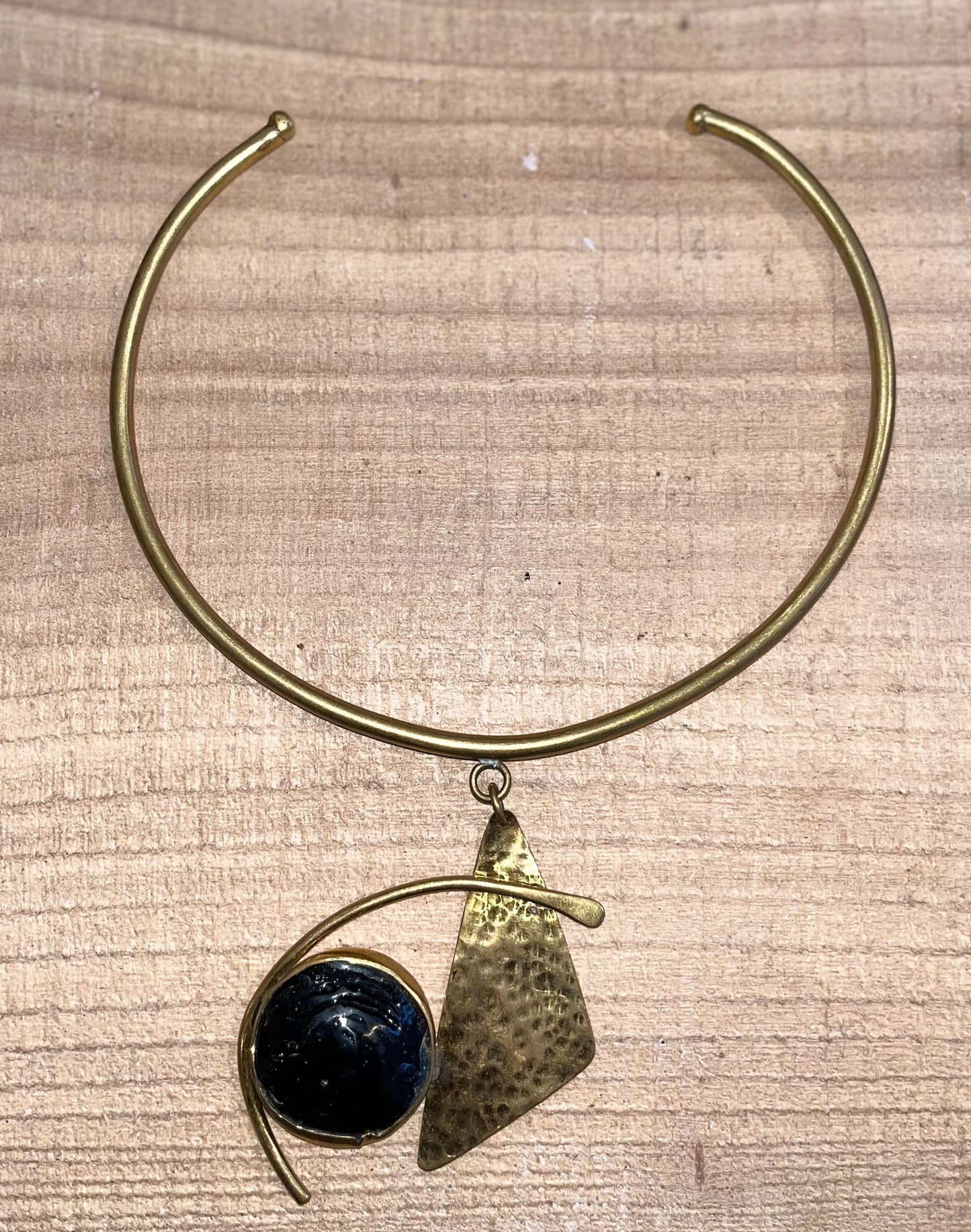 Mwangi Geometric Bone & Brass Choker Necklace