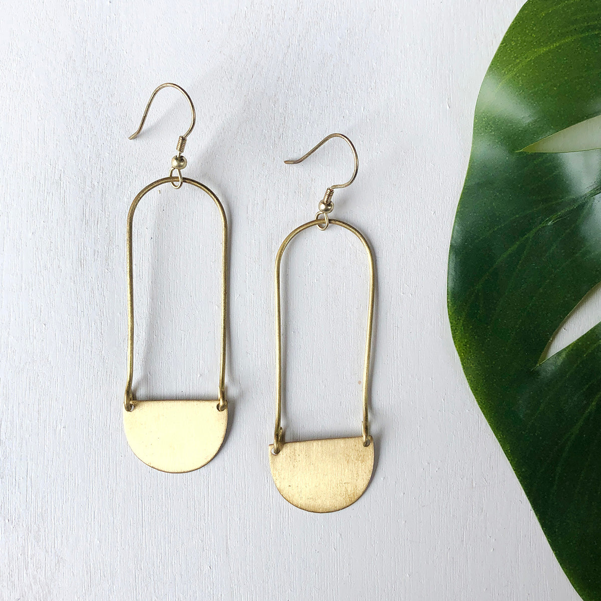 Aliya Half Moon Brass Earrings