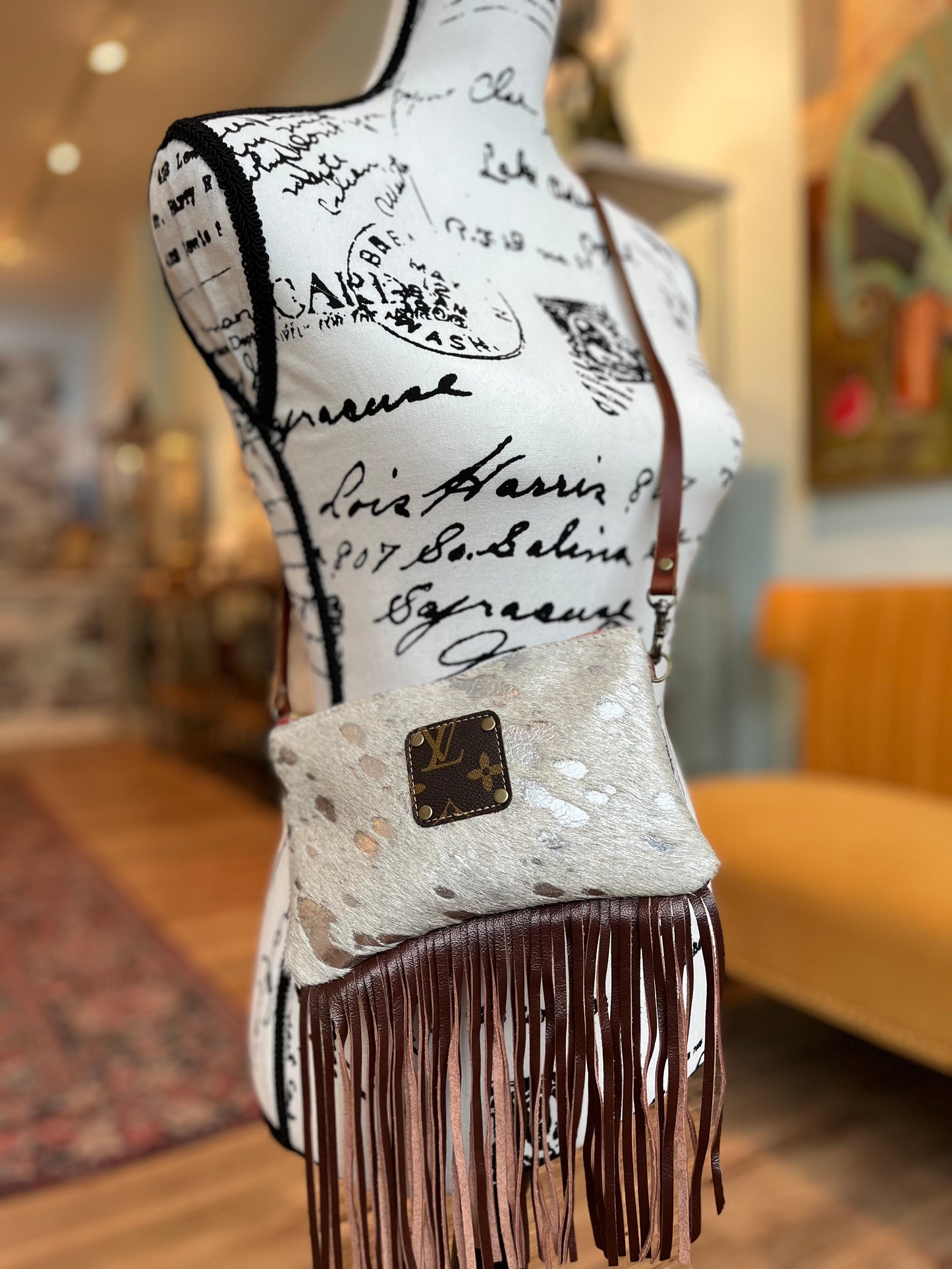 Boho Cowgirl Fringe White Metallic Upcycle Designer