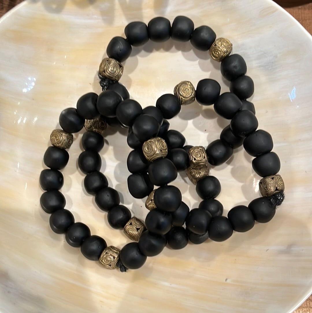 Handcrafted Brass & Beaded Bracelet (Ghana)