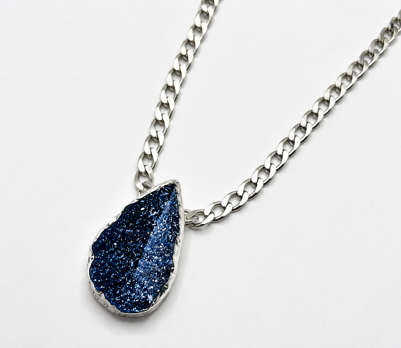 Silver and Druzy Blue Necklace