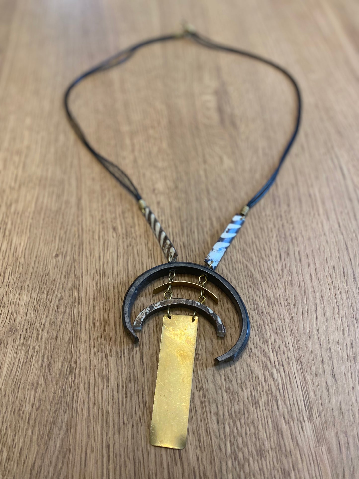 Mwangi Batik & Brass Horizon Necklace