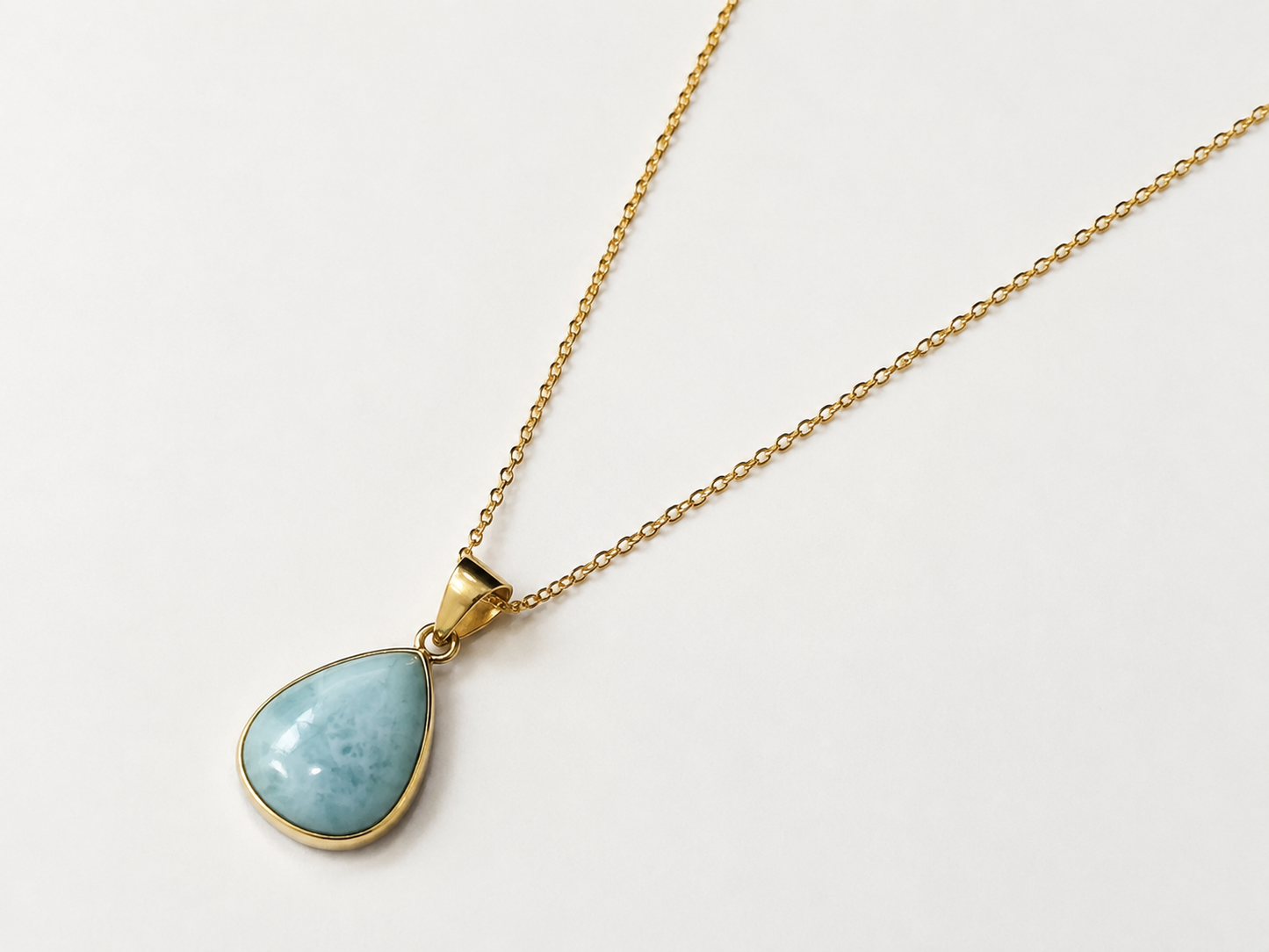 Brass and Larimar Round Pointed Necklace