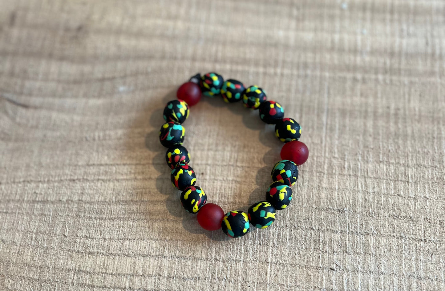 Handcrafted Brass & Beaded Bracelet (Ghana)