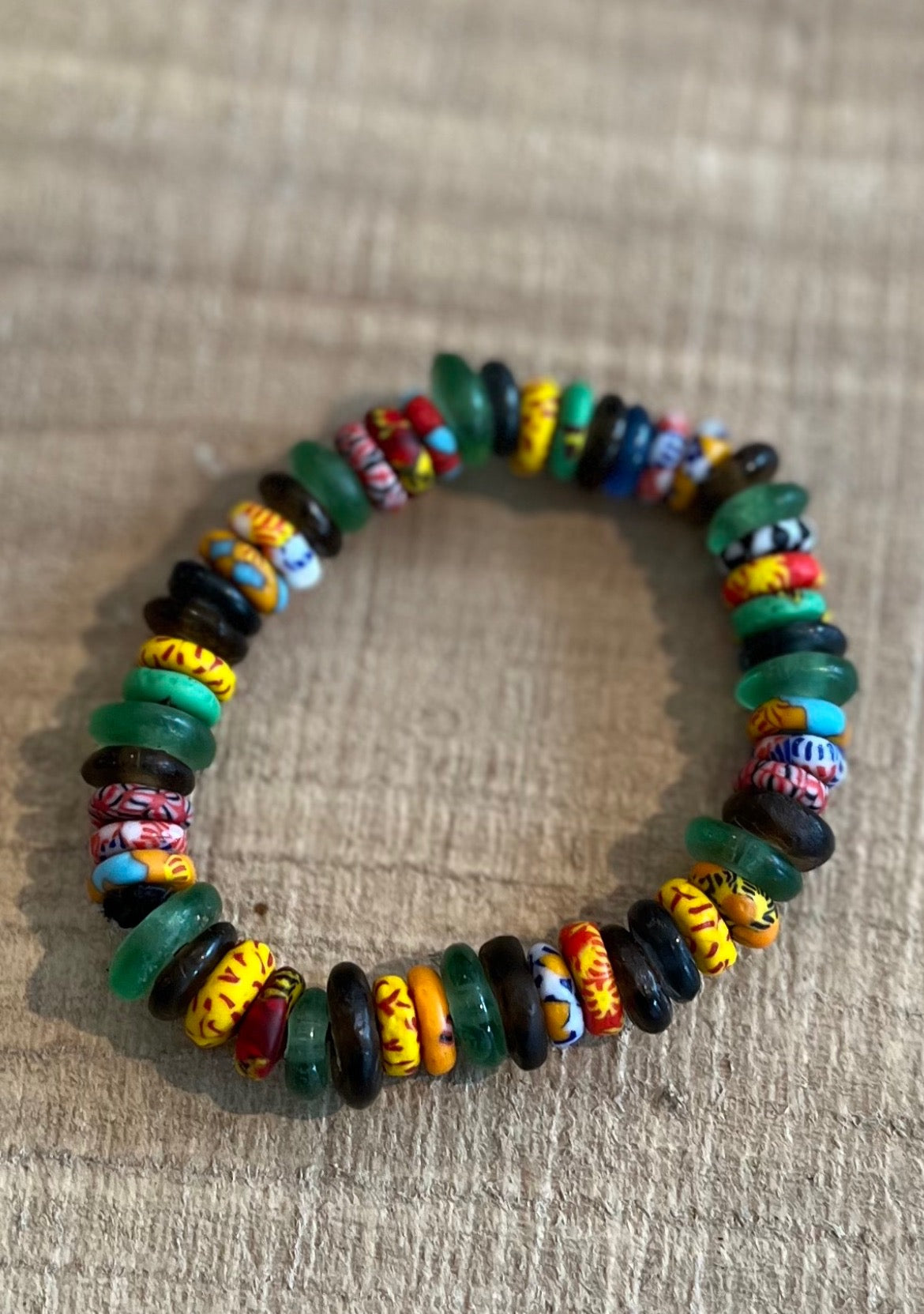 Handcrafted Brass & Beaded Bracelet (Ghana)