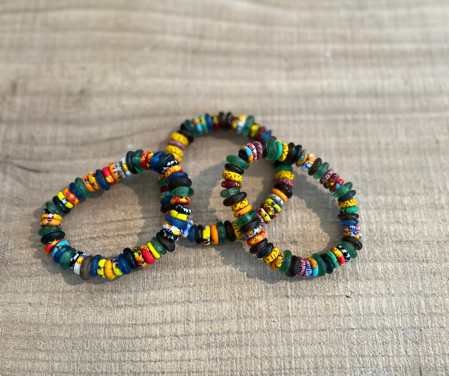Handcrafted Brass & Beaded Bracelet (Ghana)