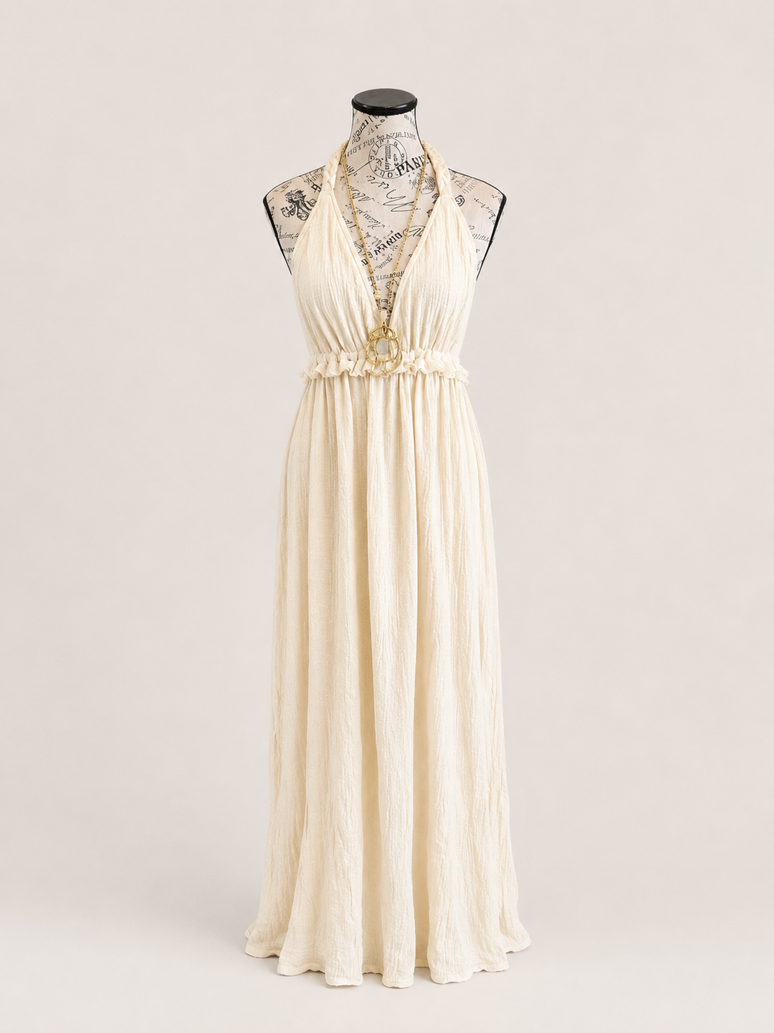 Beach Goddess (Ivory) Breeze Halter Maxi Dress