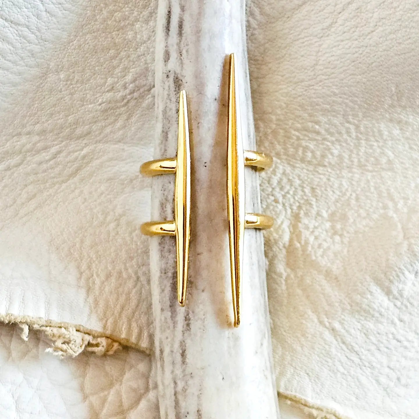 18kt Plated Barbed Gold Spike Ring Handmade Adjustable