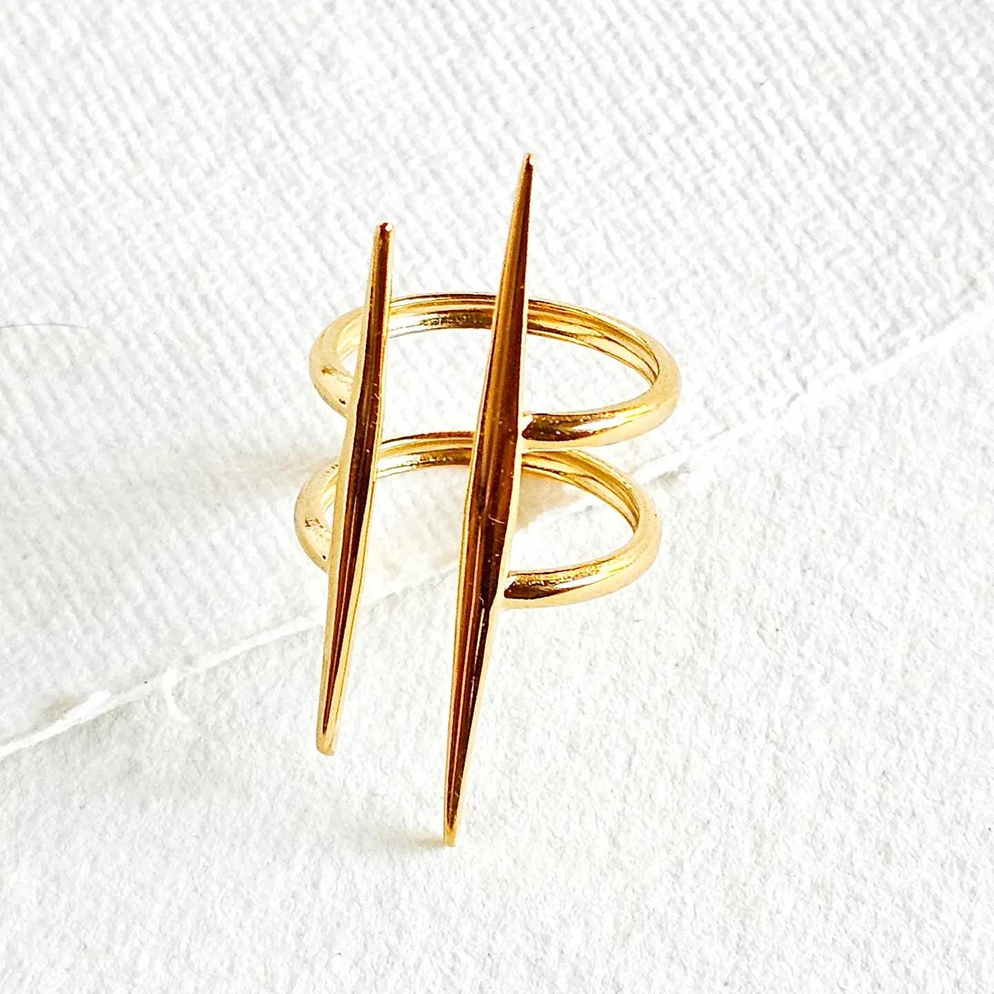 18kt Plated Barbed Gold Spike Ring Handmade Adjustable