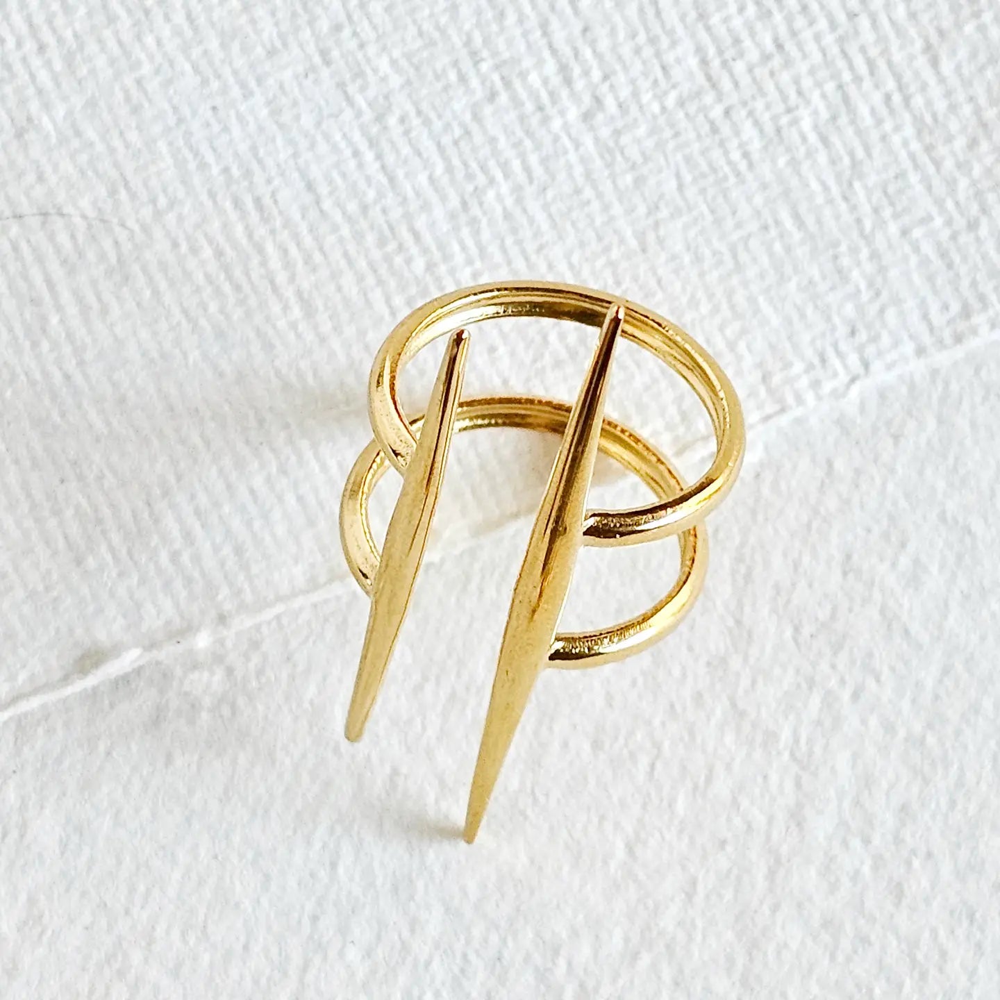 18kt Plated Barbed Gold Spike Ring Handmade Adjustable