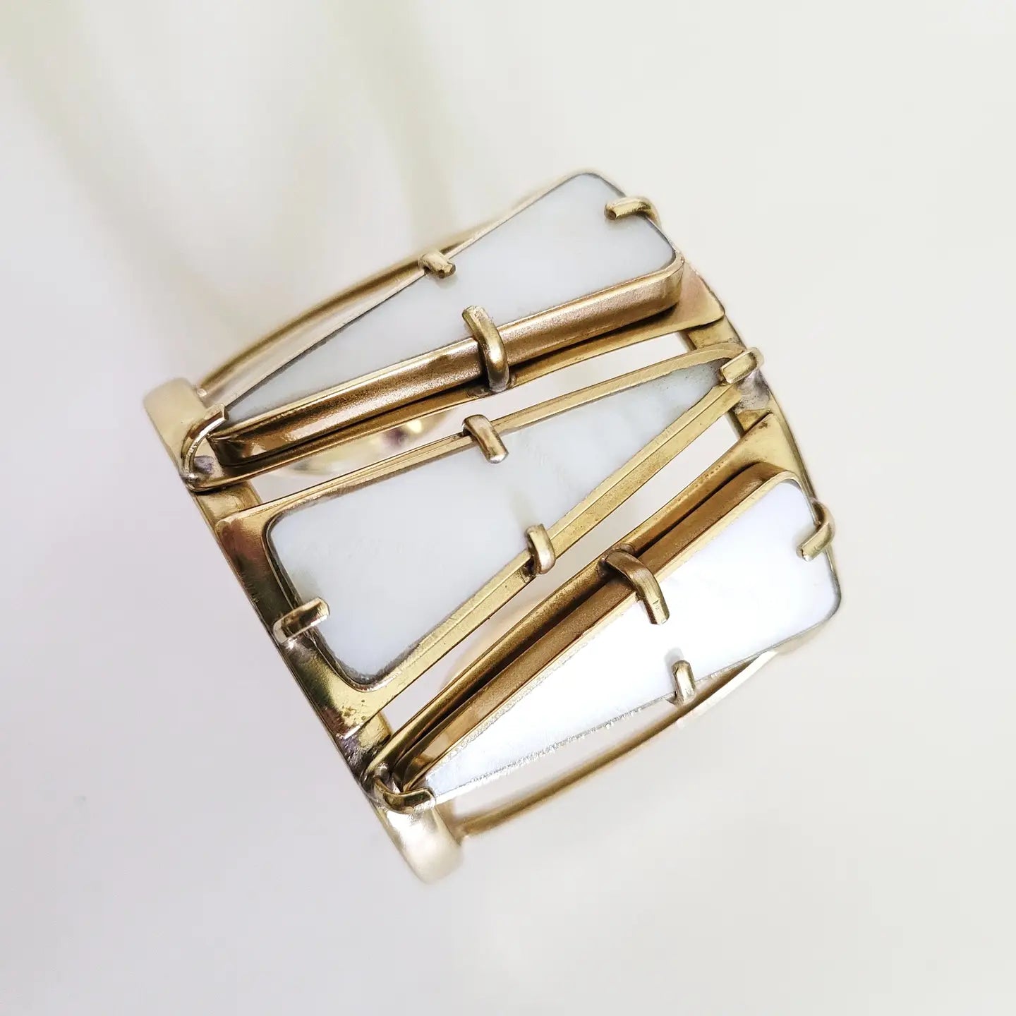 Brass Seashell Mop Cuff Bracelet Designer Shell Jewelry