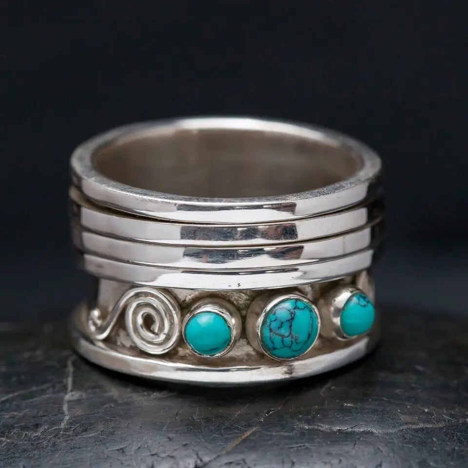 Sterling Silver & Turquoise Spinner Ring