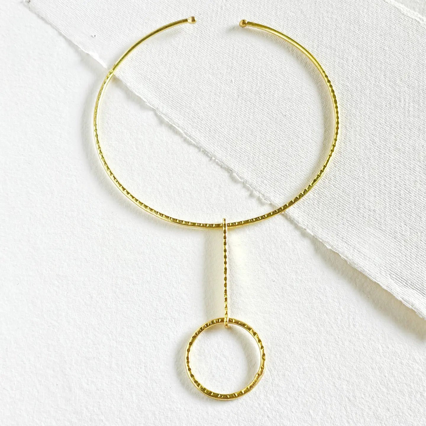 Brass Drop Circle Necklace