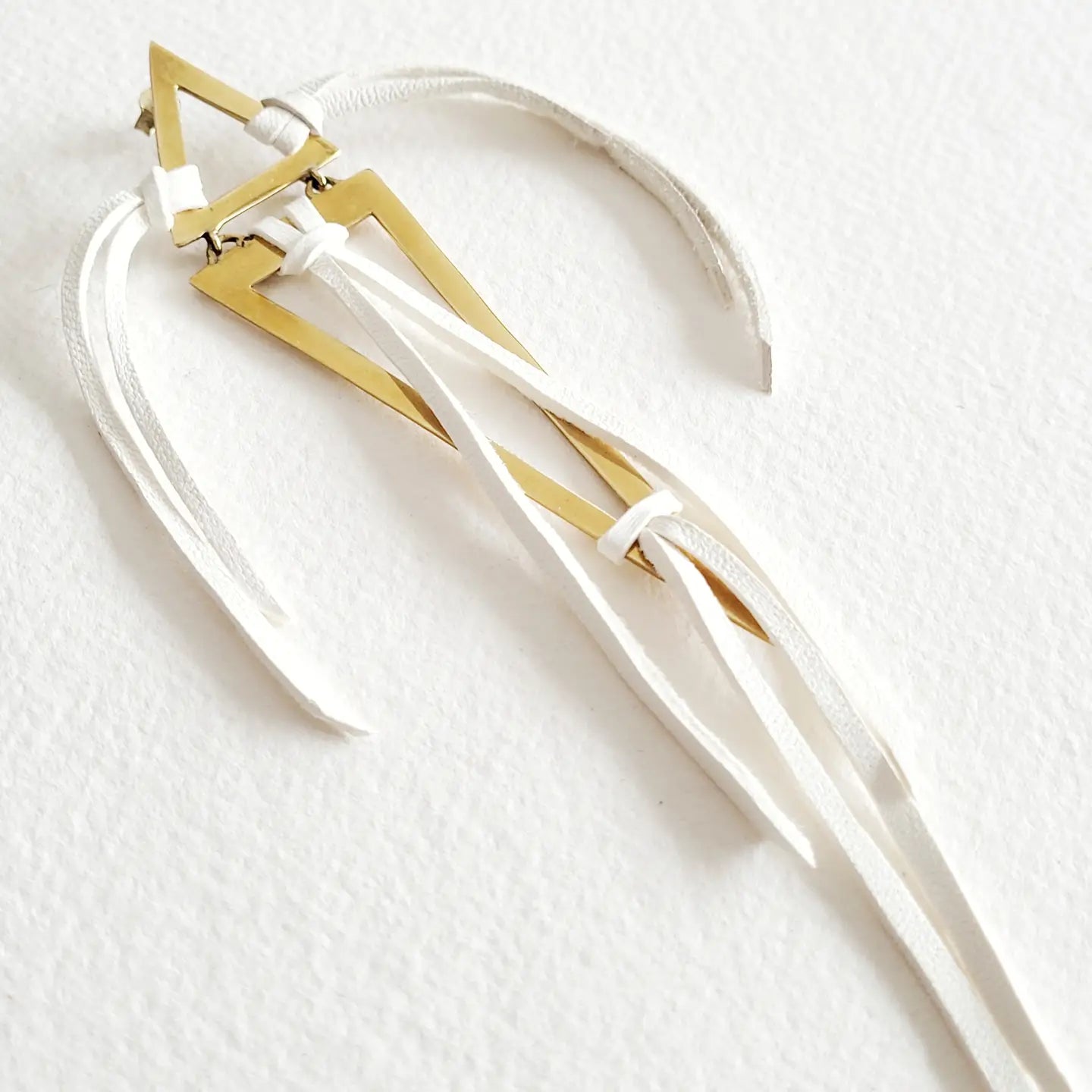 Brass Leather Tassel Statement Earrings