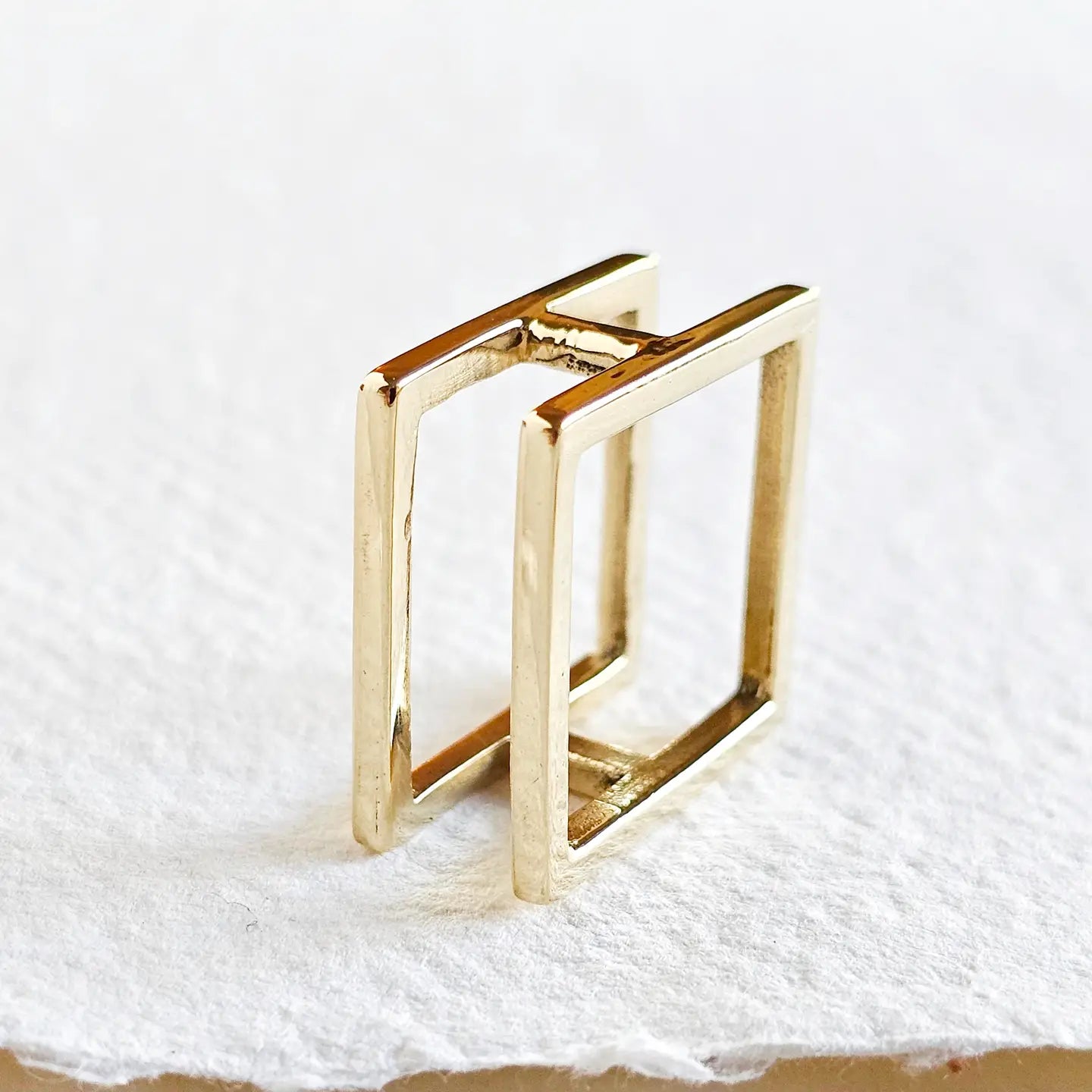 Double Square Brass Statement Ring
