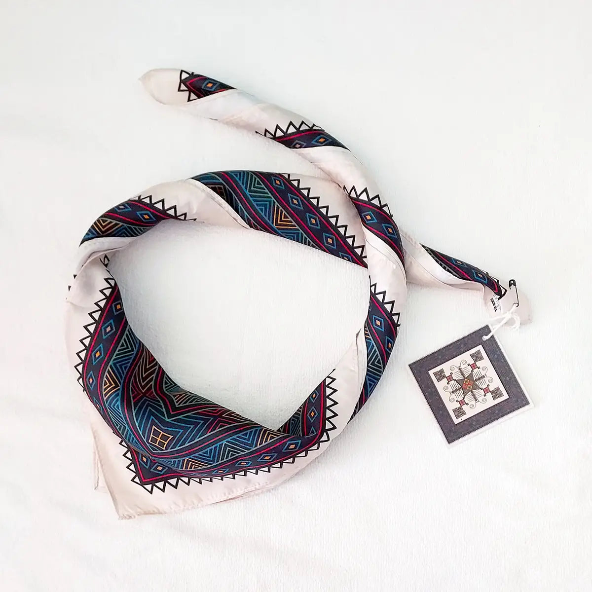 Ethiopian Embroidered Motif (Tilf) Silk Scarf
