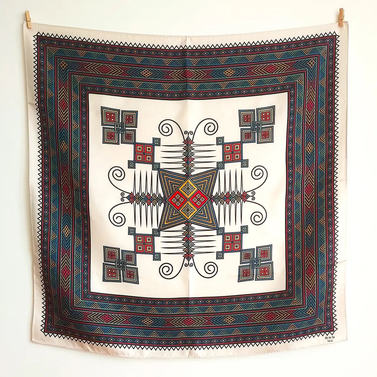 Ethiopian Embroidered Motif (Tilf) Silk Scarf