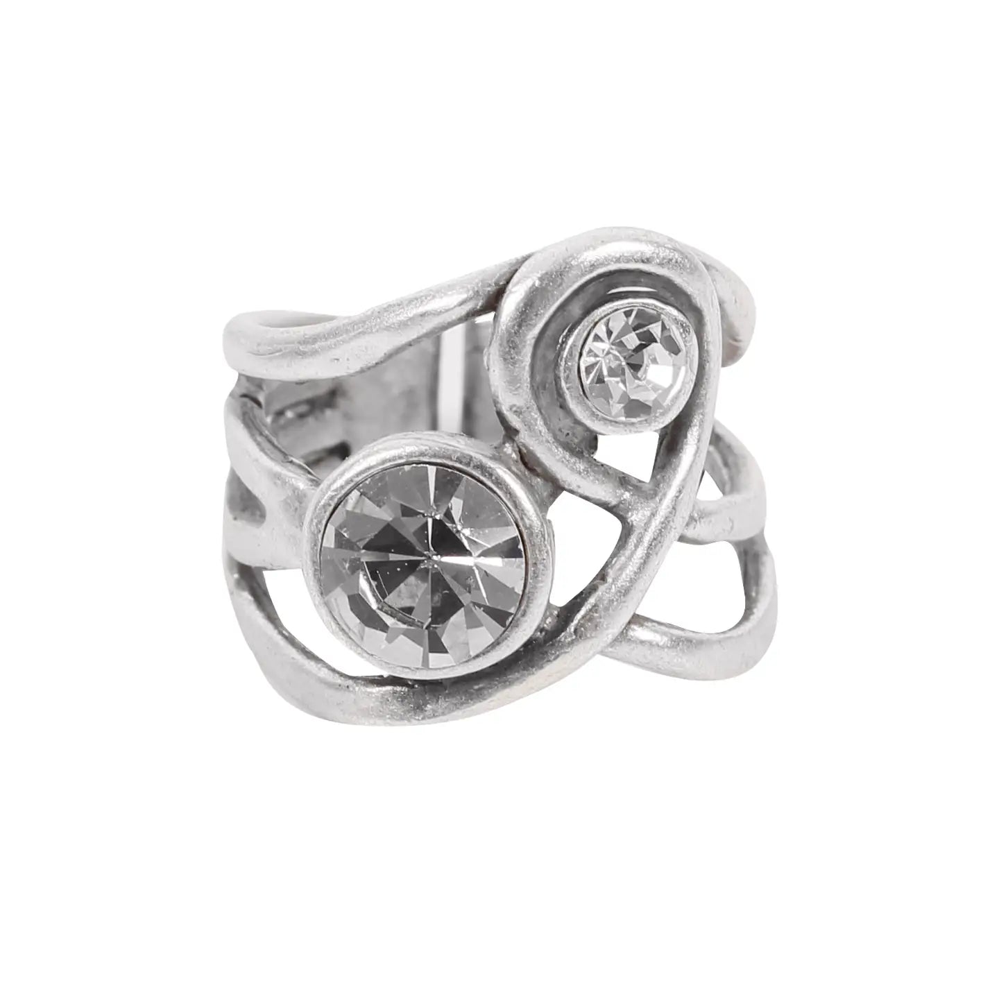 Twin Crystal Brass Ring