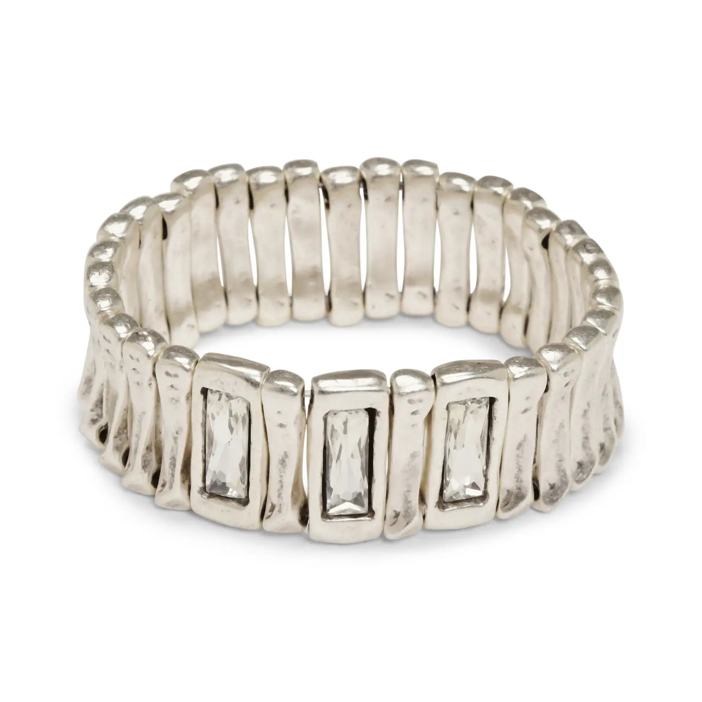 Clear Square Pewter Bracelet