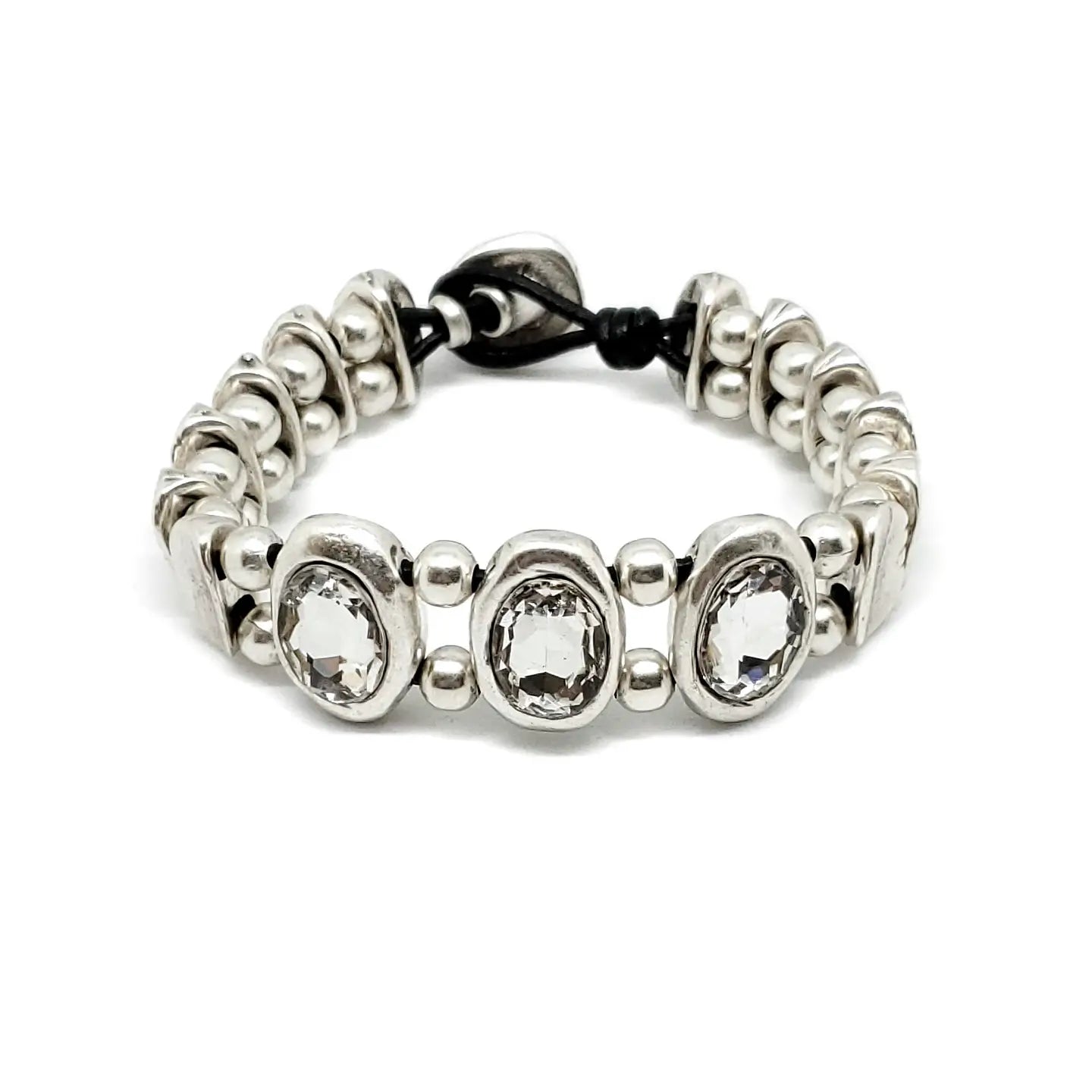 Circle Square Pewter Bracelet