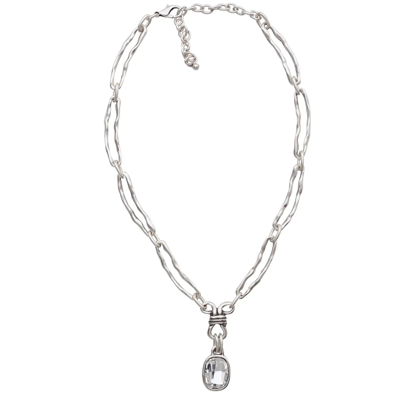 Looped Crystal Pewter Necklace