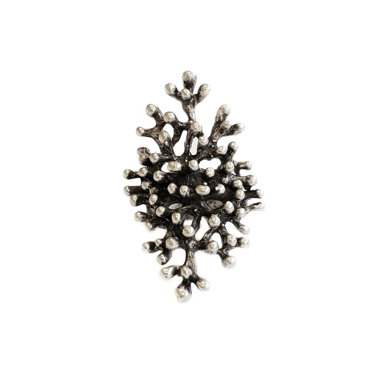 Handmade Spiky Brass Ring in Silver Plated