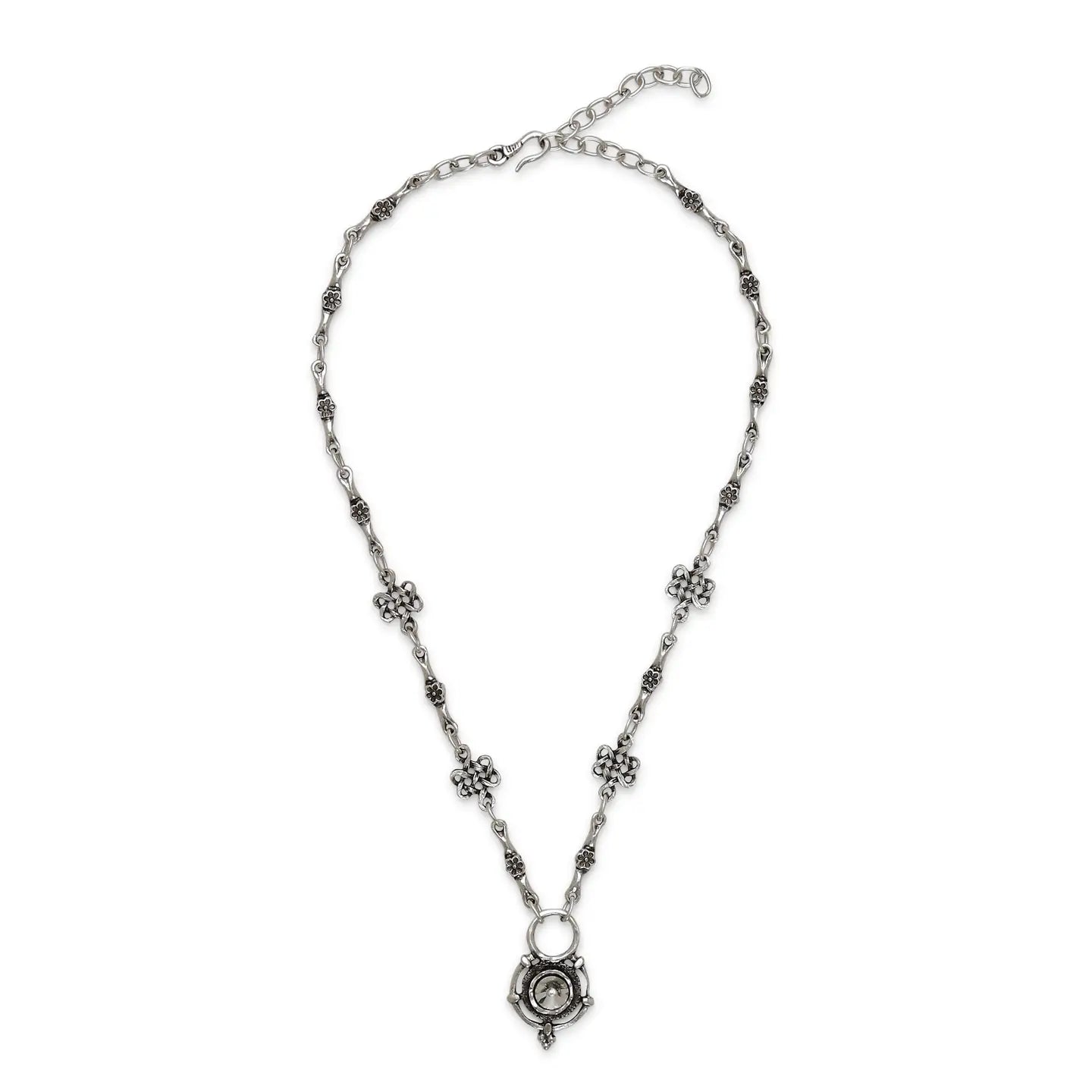 Long Crystal Flower Necklace