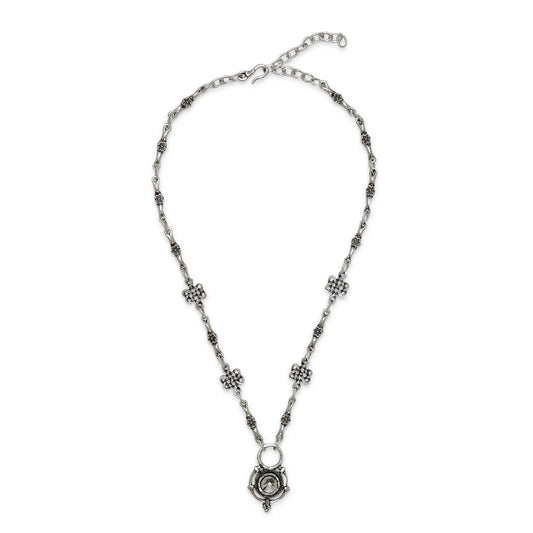Long Crystal Flower Necklace