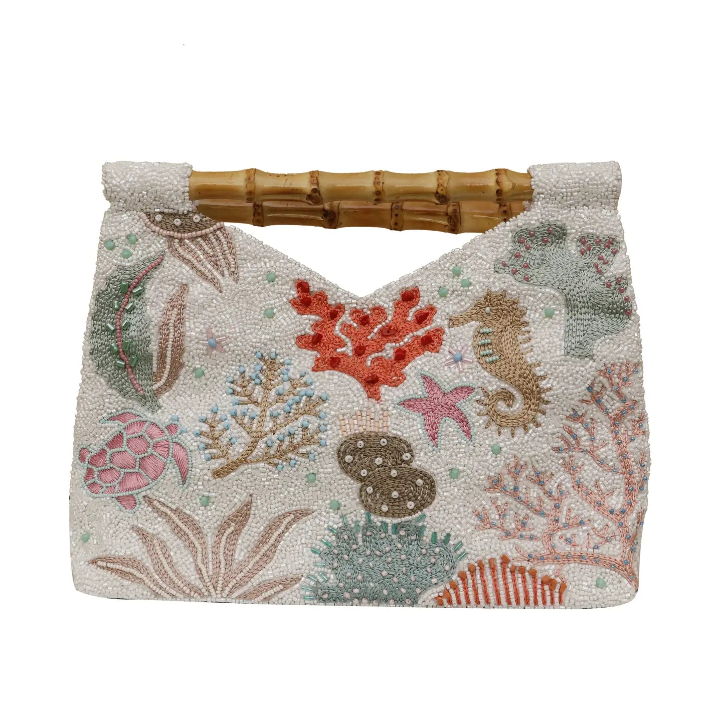 Sea Beaded Bamboo Bag