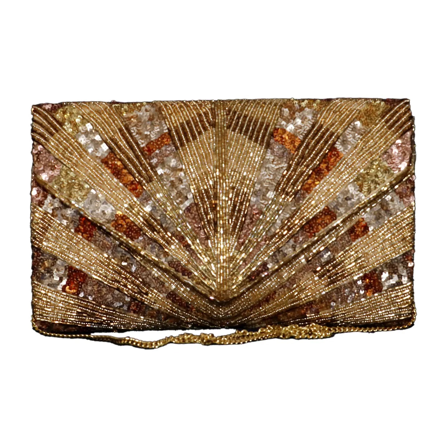 Gold and Sequins Envelope Beaded Bag