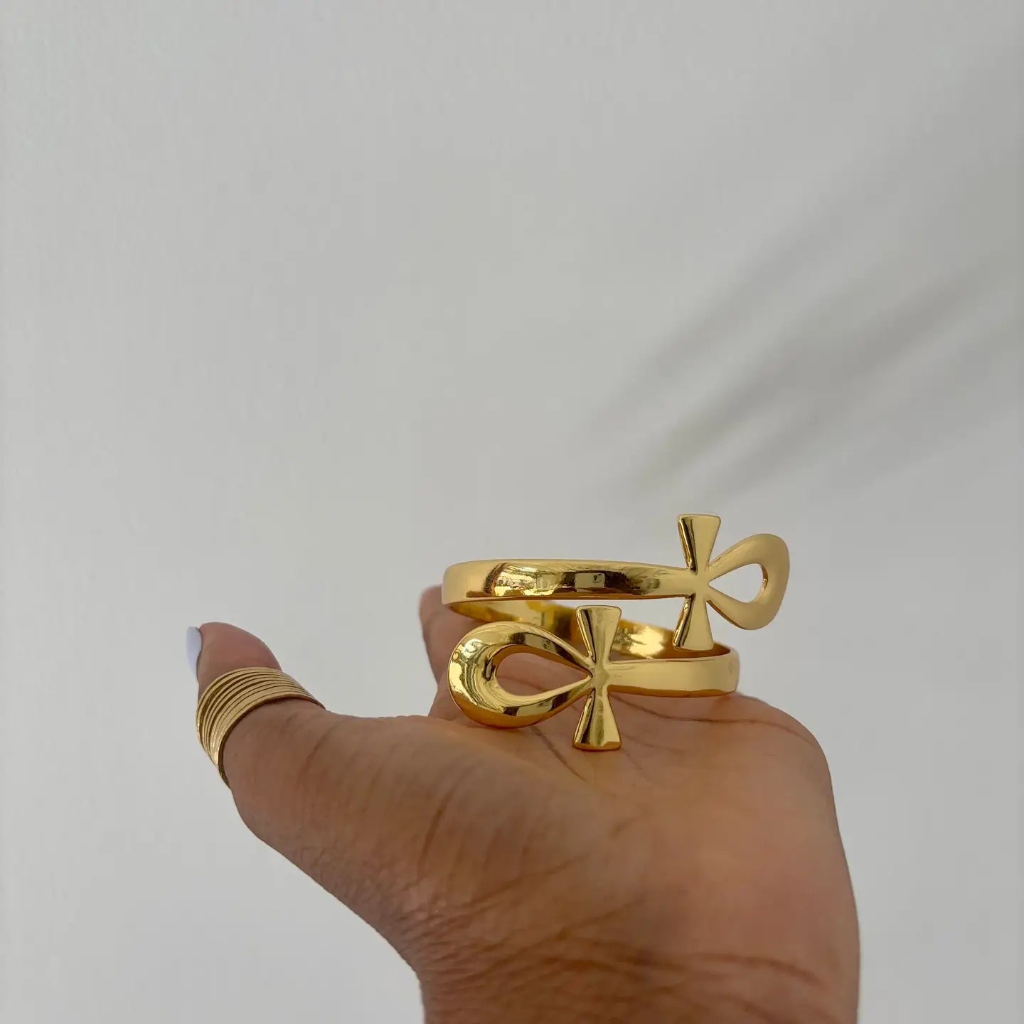 Ancient Goddess Ankh Egyptian Statement Bangles (Ankh)